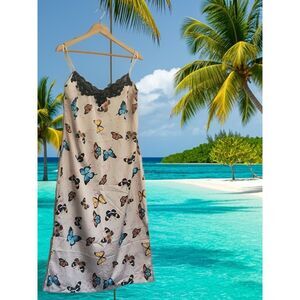 Primark Butterfly Print Satin Slip Nightgown - Size 10 (NWOT)